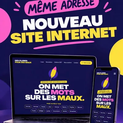 💜💛 DES PLUMES POUR DES MAUX FAIT PEAU NEUVE ! Une nouvelle image, un nouveau site internet… mais toujours le même engagement. 💗

Après pl